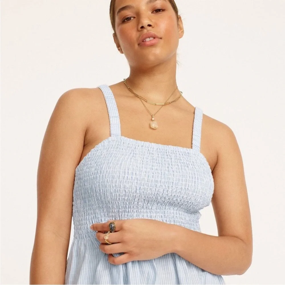 J. Crew Light Blue Smocked Midi Sundress
